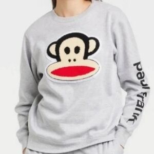 Paul Frank Woven Monkey Crew Neck Gray Sweatshirt Size Junior Large
